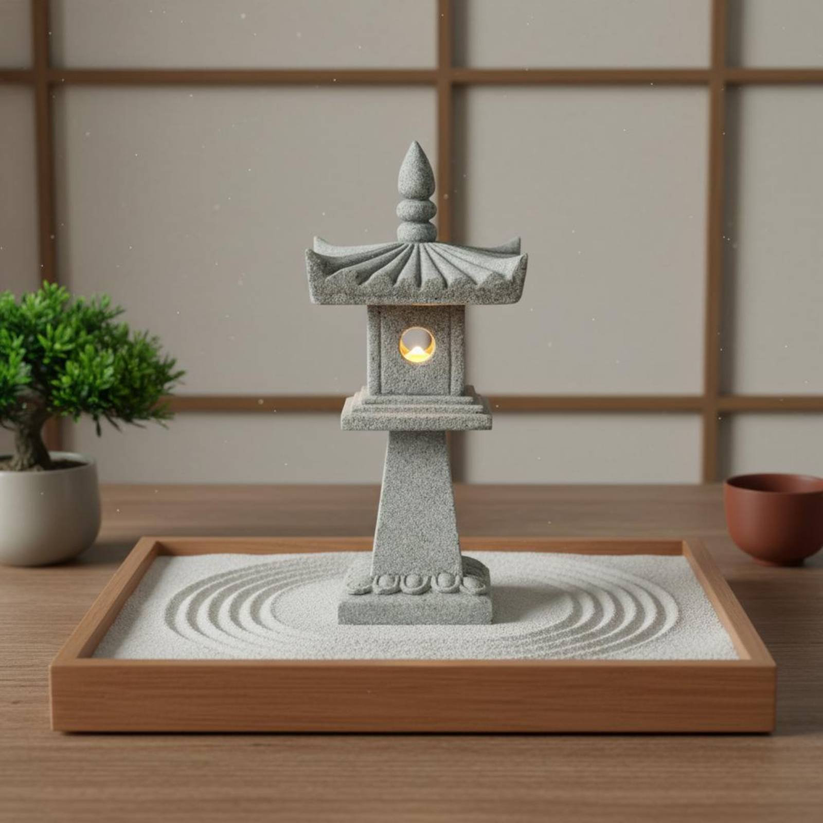 Japanese Garden Bonsai - Миниатюрный каменный фонарь с антикварной отделкой,