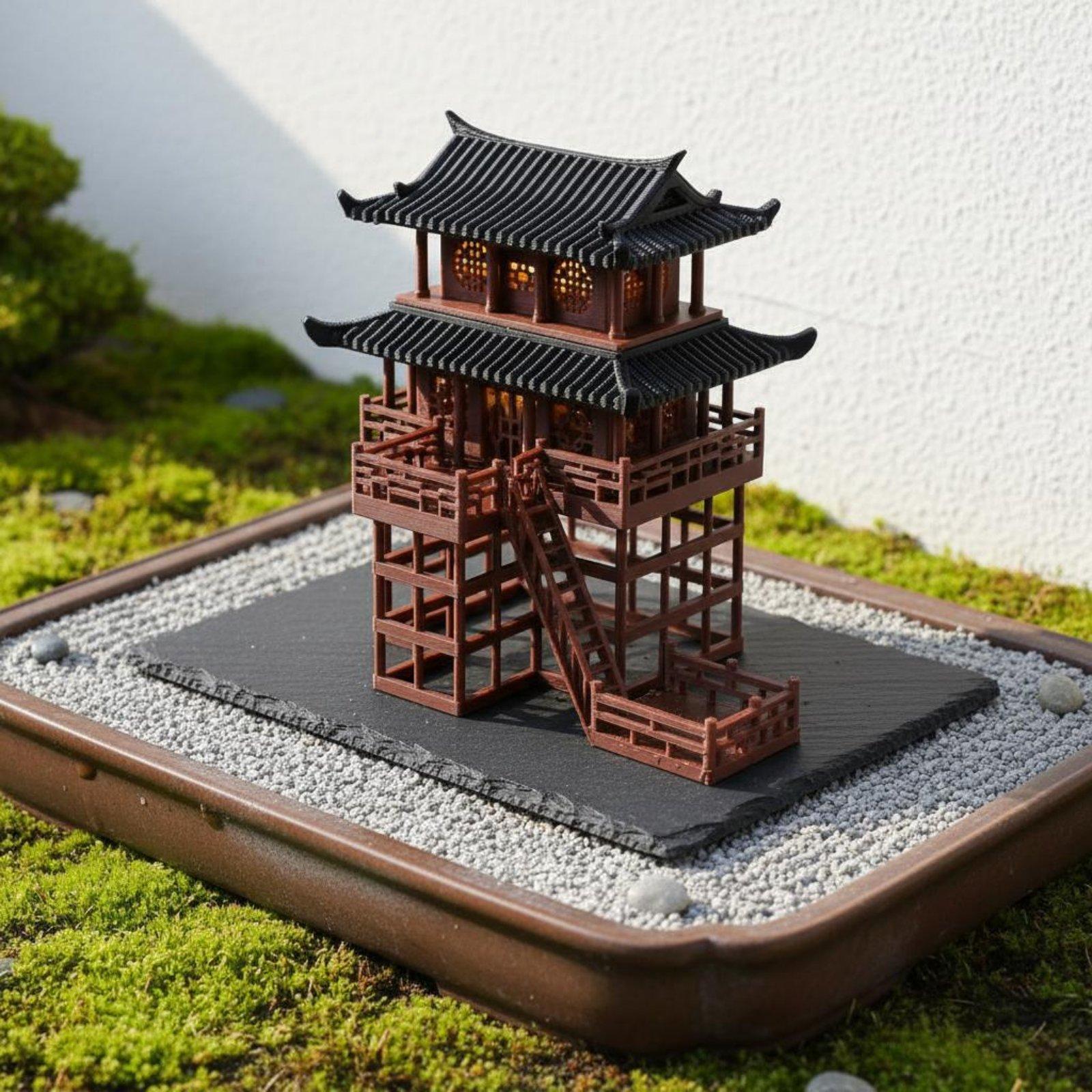 Japanese Garden Bonsai - Настольная пластиковая пагода-бонсай для миниатюрного ландшафта,